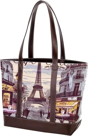 Purses for Women,Tote Bag for Women,Handbags for Women,Eiffel Tower Vintage Newspaper