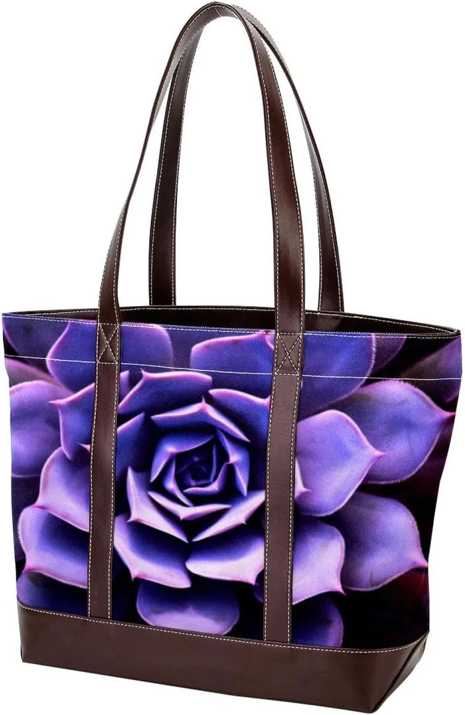 Purses for Women,Tote Bag for Women,Handbags for Women,Succulent Plant Purple Flower Pattern