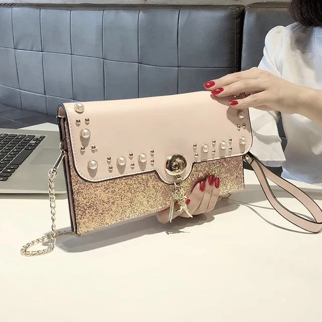 QIAOBAO 2019 Women's Shoulder Bags Clutchs for Parties Rhinestone Envelope Handbag Evening Party Clutch Bag Bridal Female