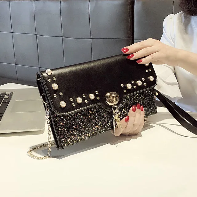 QIAOBAO 2019 Women's Shoulder Bags Clutchs for Parties Rhinestone Envelope Handbag Evening Party Clutch Bag Bridal Female