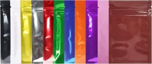 QQ Studio 100 Double-Sided Metallic Color Foil QuickQlick™ Resealable Flat Packaging Pouch Bags (Glossy Assorted Color, 3" x 4")