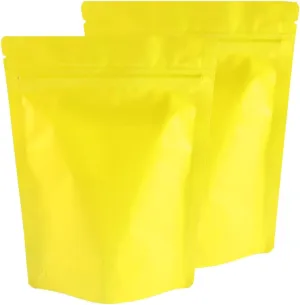 QQ Studio Double Sided Matte Heat Sealable Mylar Aluminum Standup Bags (100 Bags) (5.1" x 7.1", Matte Yellow)