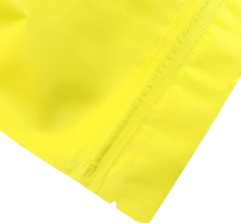 QQ Studio Double Sided Matte Heat Sealable Mylar Aluminum Standup Bags (100 Bags) (5.1" x 7.1", Matte Yellow)
