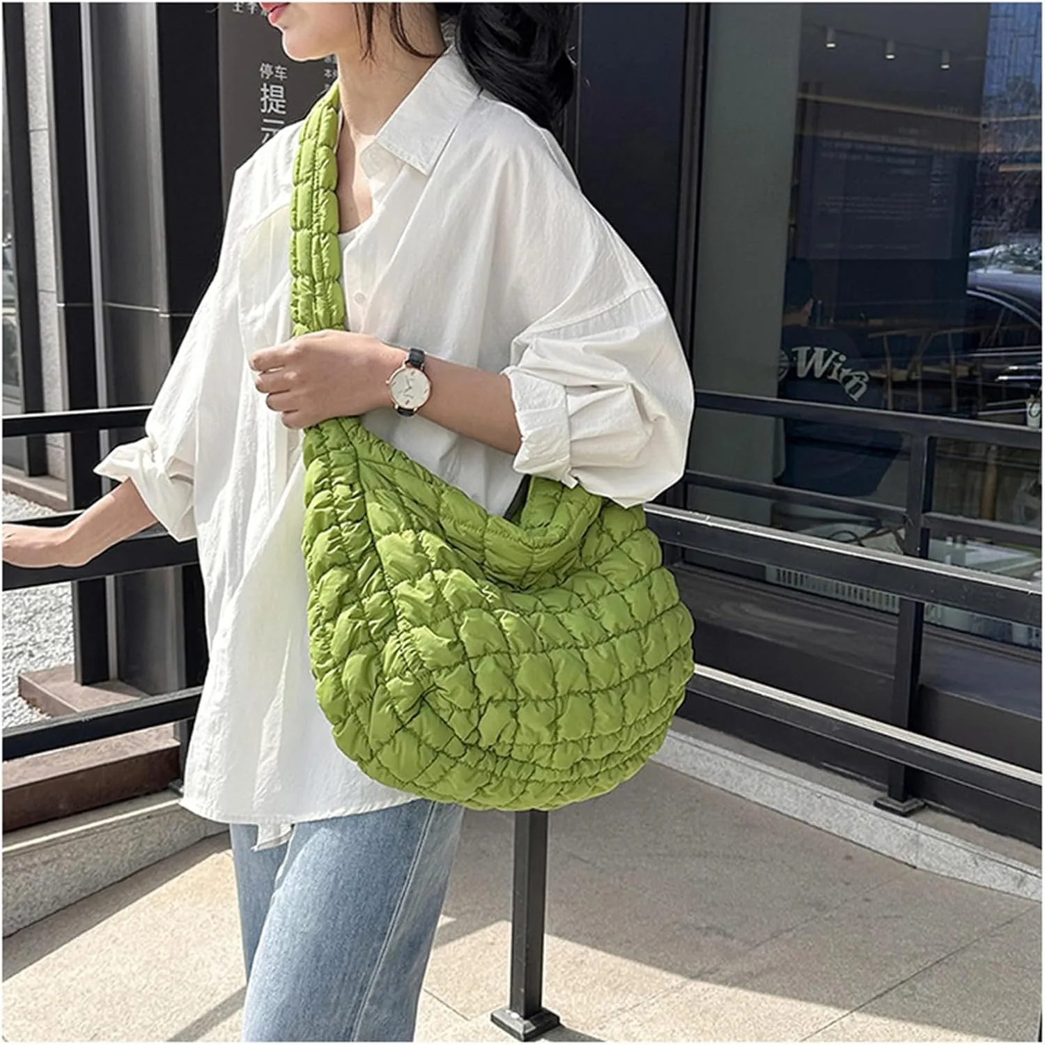 Quilted Crossbody Bag Women 2025 Puffer Tote Large Carryall Nylon Puffy Shoulder Pleated Cloud Bubble Messenger Bag
