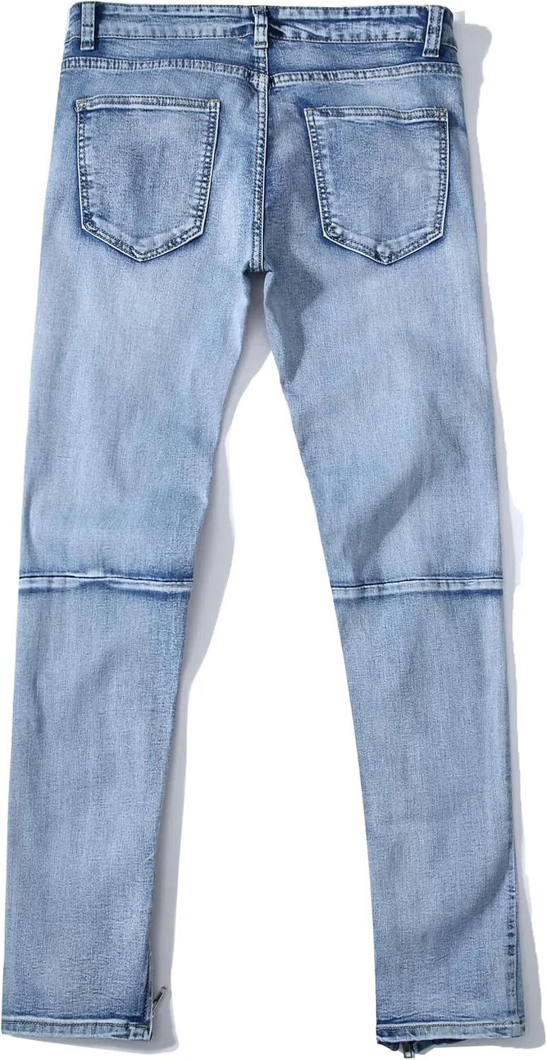 RANMCC Men's Stretch Skinny Ripped Jeans, Fashionable Slim Fit Stacked Jeans Pants for Men