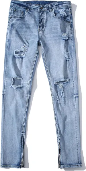 RANMCC Men's Stretch Skinny Ripped Jeans, Fashionable Slim Fit Stacked Jeans Pants for Men