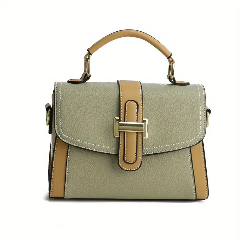 realaiot  Color Contrast Crossbody Bag, Fashion Square Shoulder Bag, Women's Small Handbags For Every Day