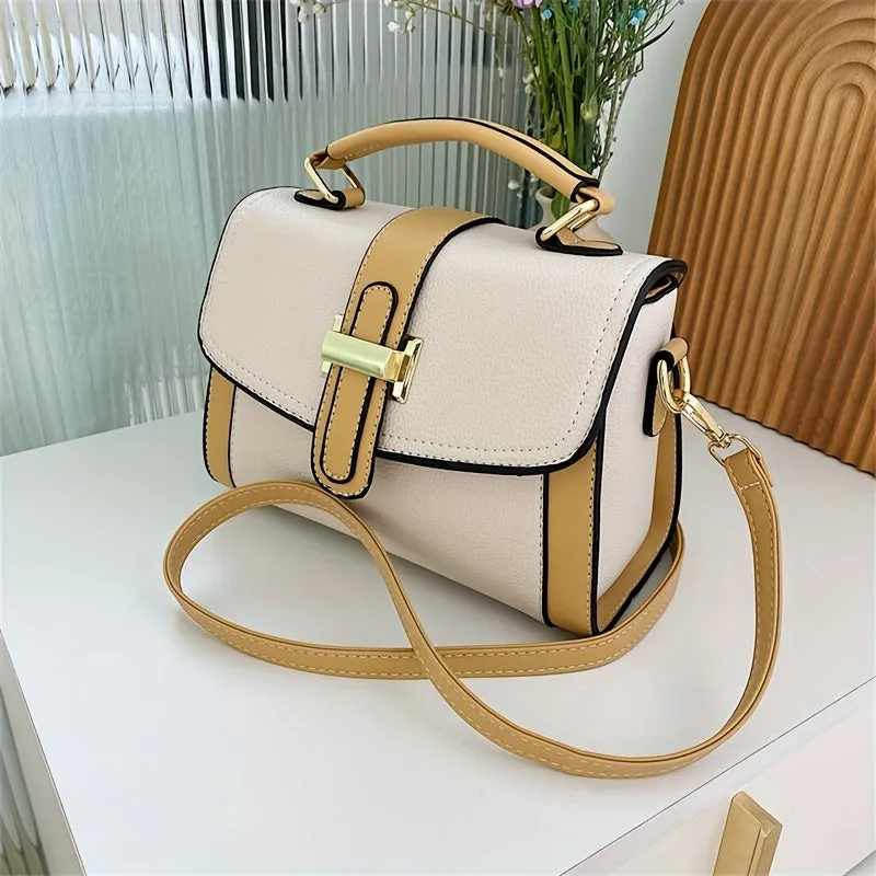 realaiot  Color Contrast Crossbody Bag, Fashion Square Shoulder Bag, Women's Small Handbags For Every Day