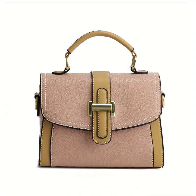 realaiot  Color Contrast Crossbody Bag, Fashion Square Shoulder Bag, Women's Small Handbags For Every Day