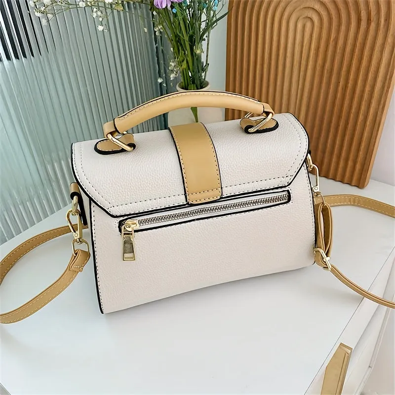 realaiot  Color Contrast Crossbody Bag, Fashion Square Shoulder Bag, Women's Small Handbags For Every Day