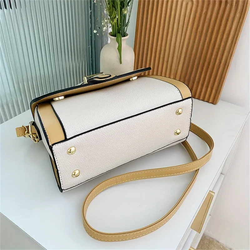 realaiot  Color Contrast Crossbody Bag, Fashion Square Shoulder Bag, Women's Small Handbags For Every Day