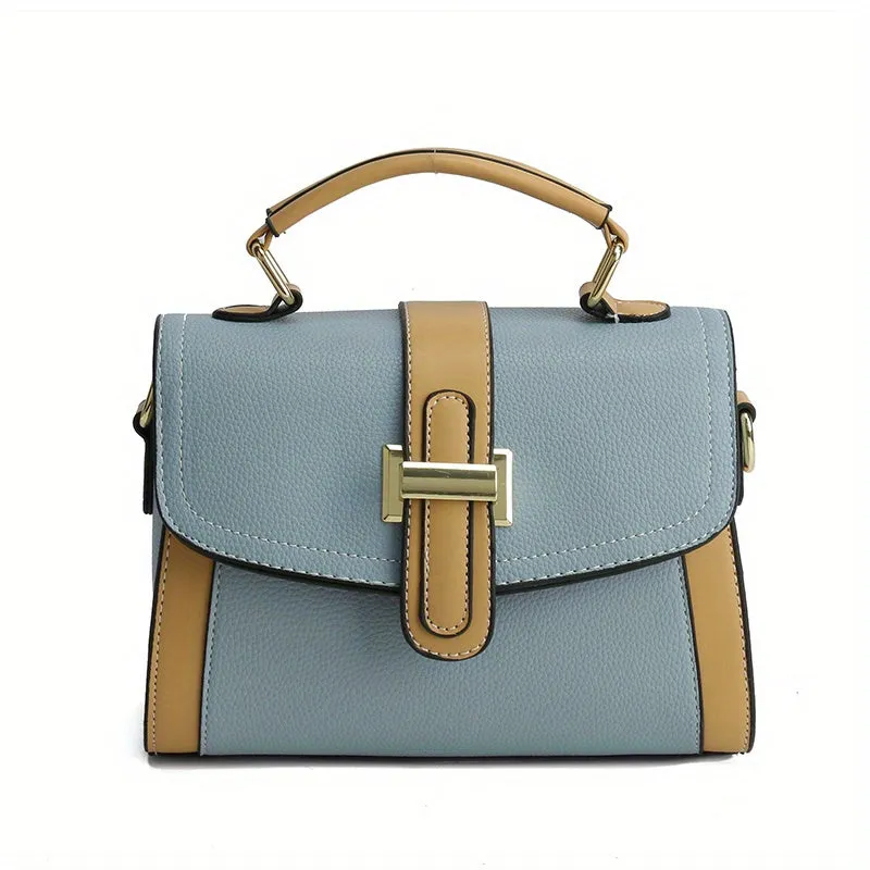 realaiot  Color Contrast Crossbody Bag, Fashion Square Shoulder Bag, Women's Small Handbags For Every Day
