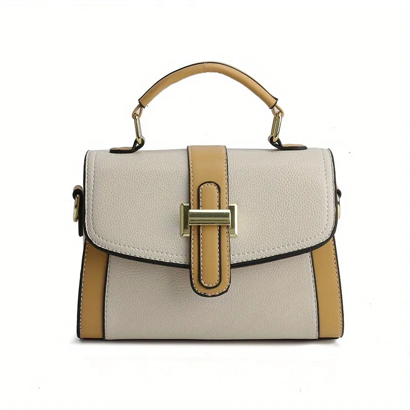 realaiot  Color Contrast Crossbody Bag, Fashion Square Shoulder Bag, Women's Small Handbags For Every Day