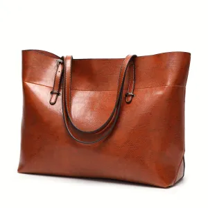 realaiot  Women PU Leather Handbags Tote Bag Soft Retro Designer Large Capacity Multi-pocket Casual Ladies Shoulder Crossbody Bag Mother's Day Gift Adjustable Shoulder Strap Purse Cheap On Sale