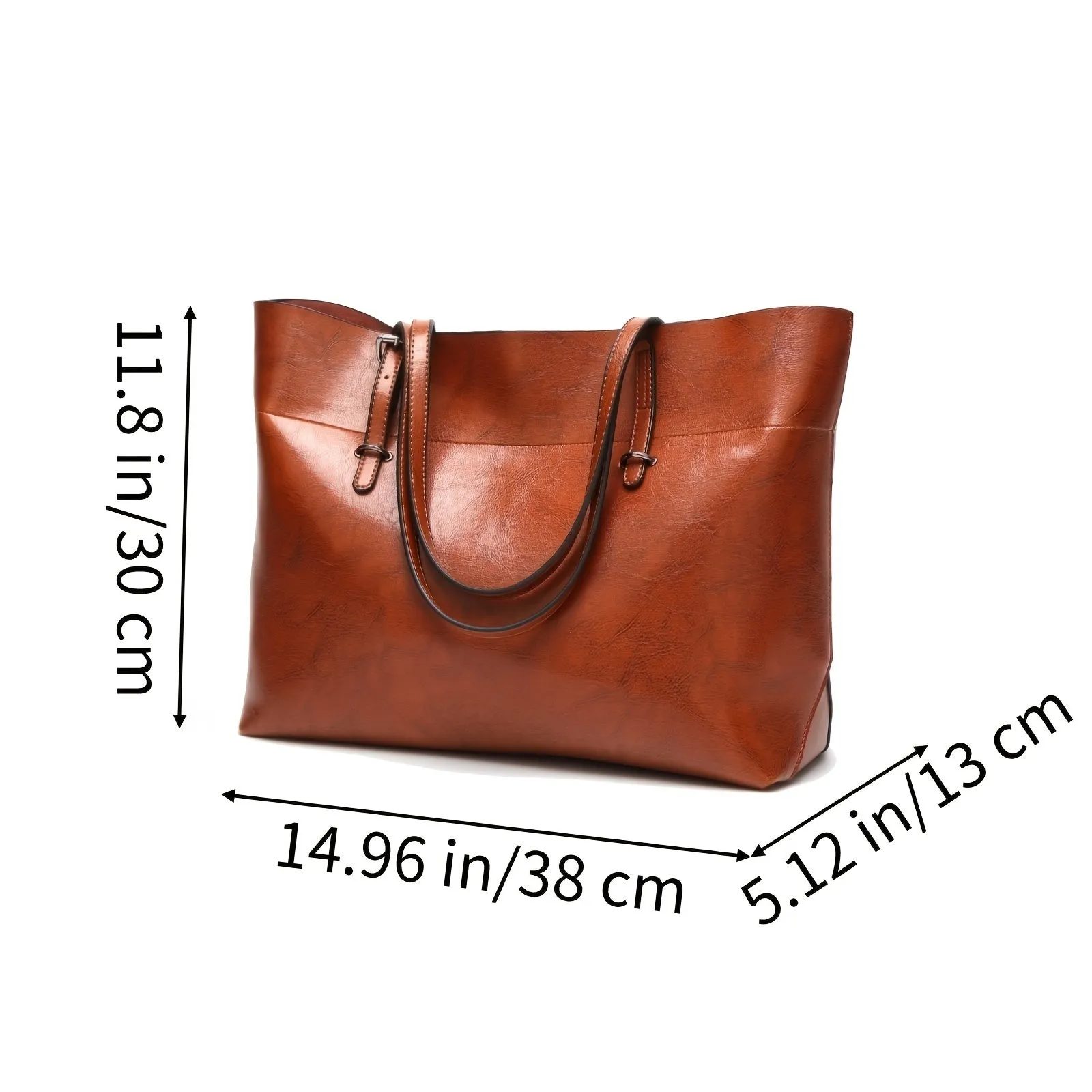 realaiot  Women PU Leather Handbags Tote Bag Soft Retro Designer Large Capacity Multi-pocket Casual Ladies Shoulder Crossbody Bag Mother's Day Gift Adjustable Shoulder Strap Purse Cheap On Sale