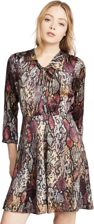 Rebecca Taylor Women's Long Sleeve Animal Print Silk Mini Dress