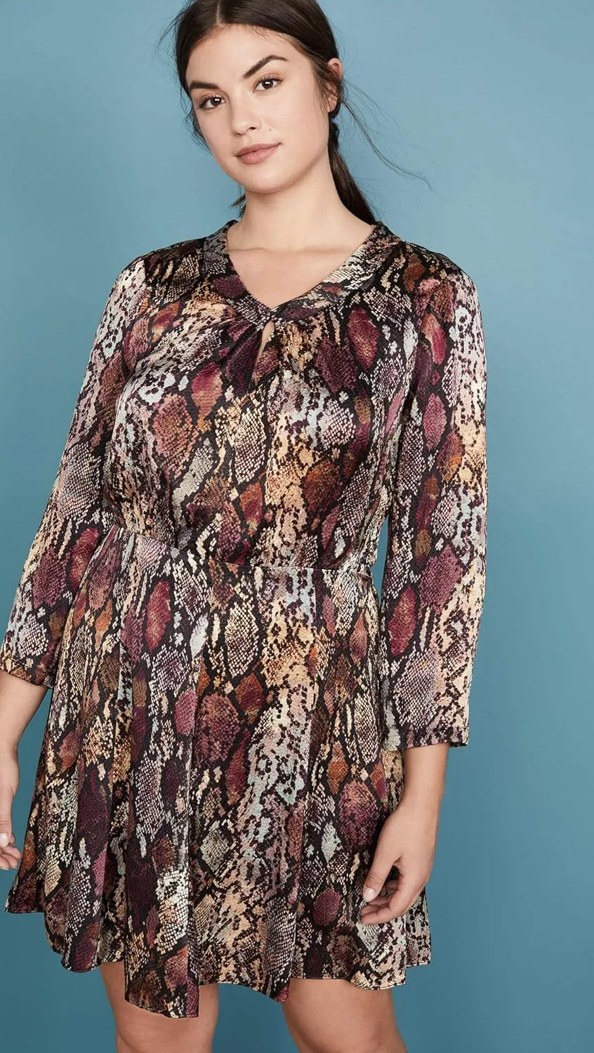 Rebecca Taylor Women's Long Sleeve Animal Print Silk Mini Dress