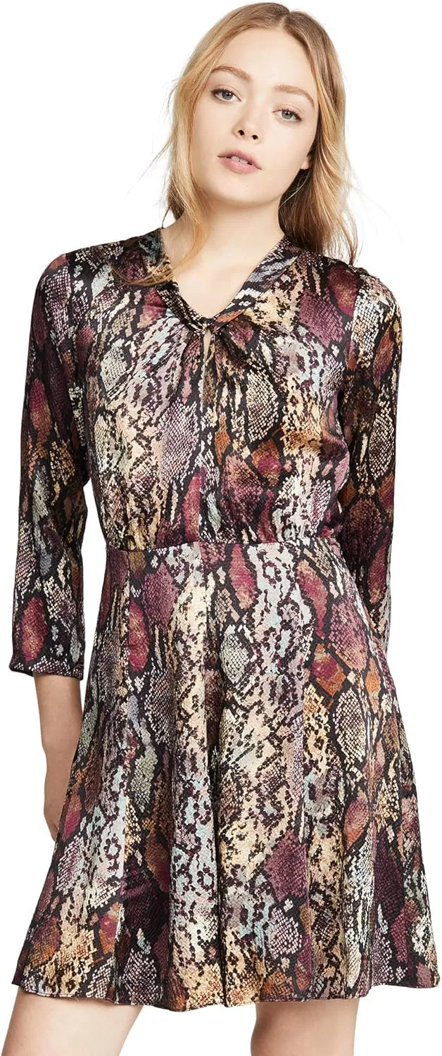 Rebecca Taylor Women's Long Sleeve Animal Print Silk Mini Dress