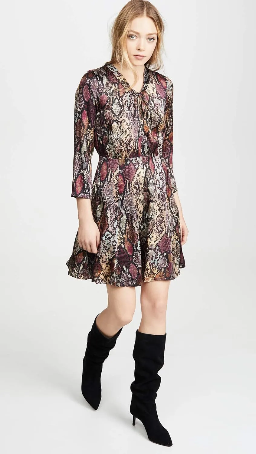Rebecca Taylor Women's Long Sleeve Animal Print Silk Mini Dress