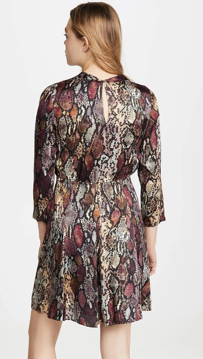 Rebecca Taylor Women's Long Sleeve Animal Print Silk Mini Dress