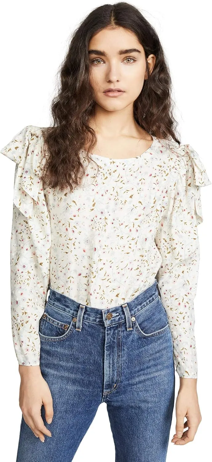 Rebecca Taylor Womens Vivianna Tie Pullover Blouse, Off-White, 4