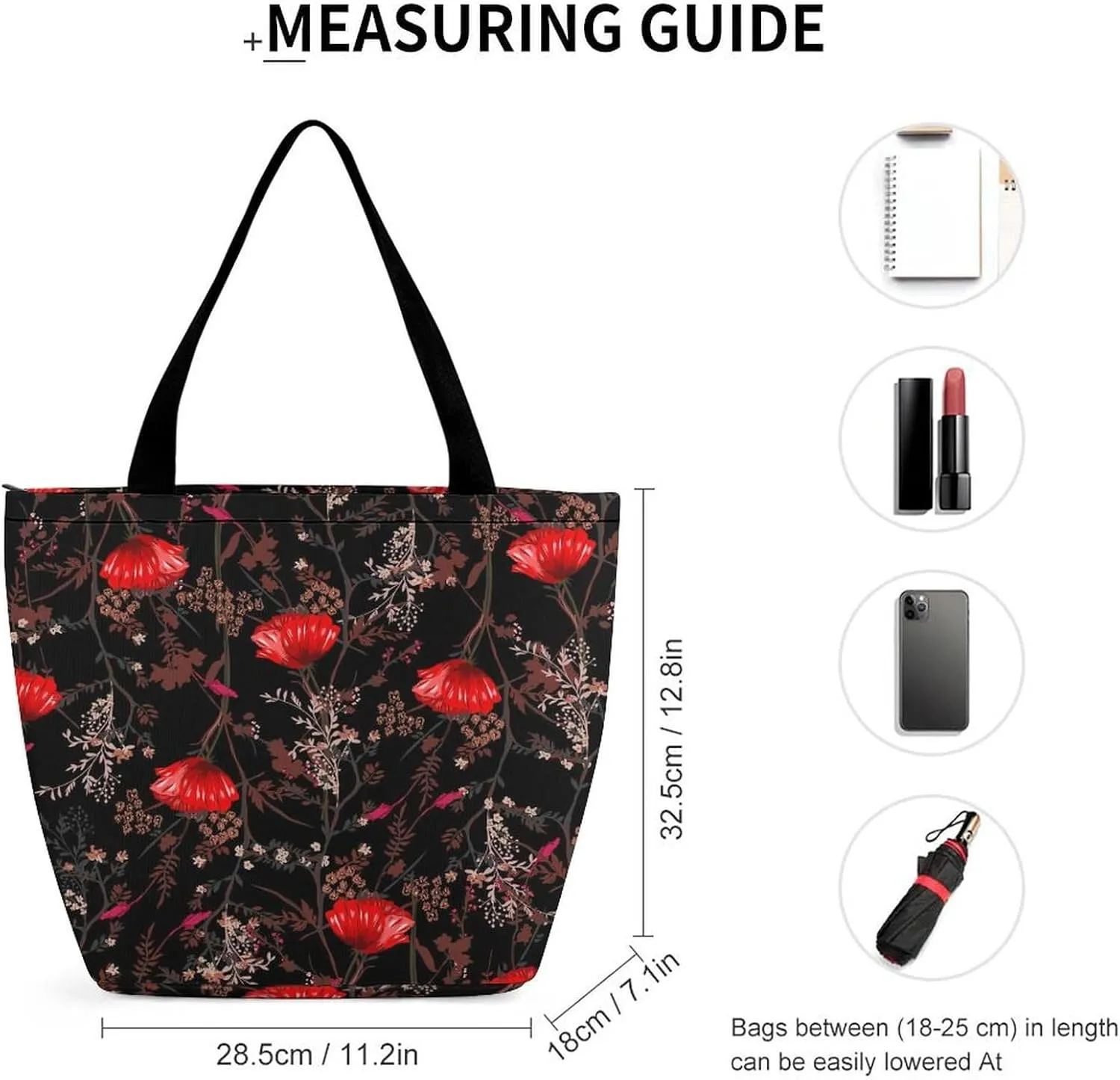Red-Poppys-Floral-Print Tote Bags Handbags for Women Fashion Shoulder Bags Shoulder Handbag.