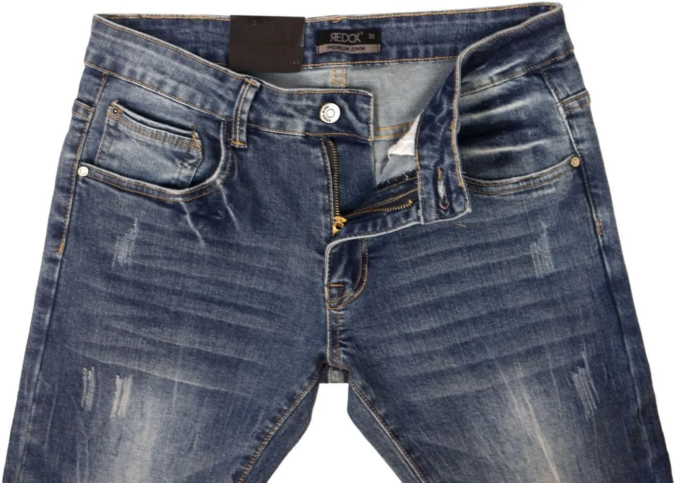 REDOX Men's Jeans Slim Fit Stretch-Look Denim Pants