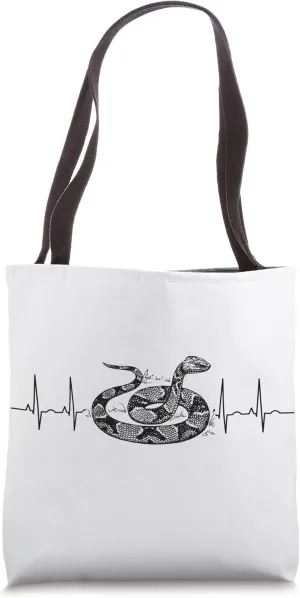 Reptile Print Heartbeat Snake Graphic Tote Bag