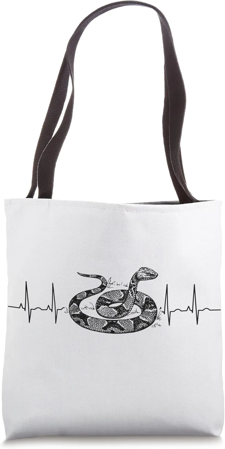 Reptile Print Heartbeat Snake Graphic Tote Bag