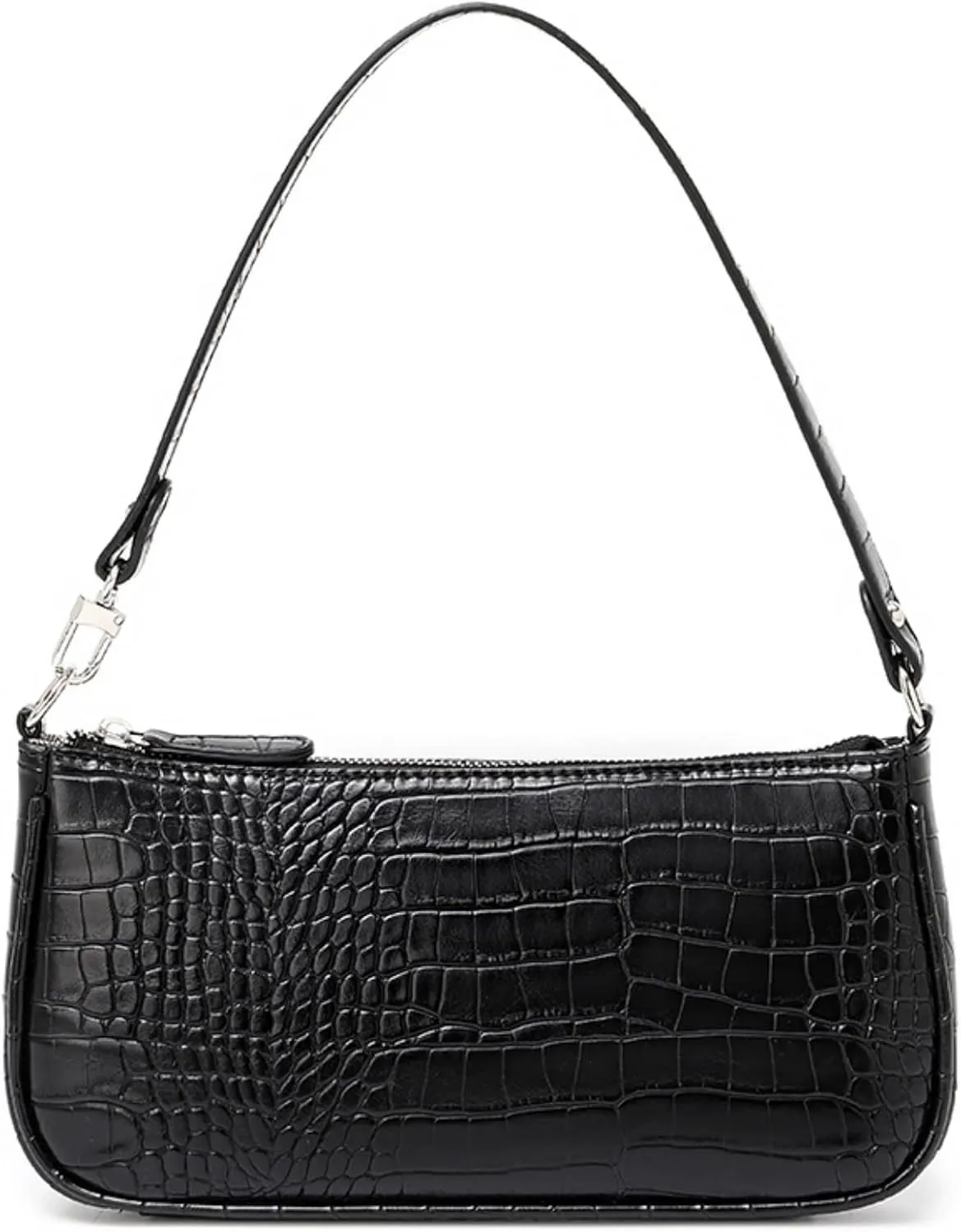 Retro Classic Crocodile Pattern Clutch Shoulder Tote HandBag with Zipper Closure Small Purse for Women