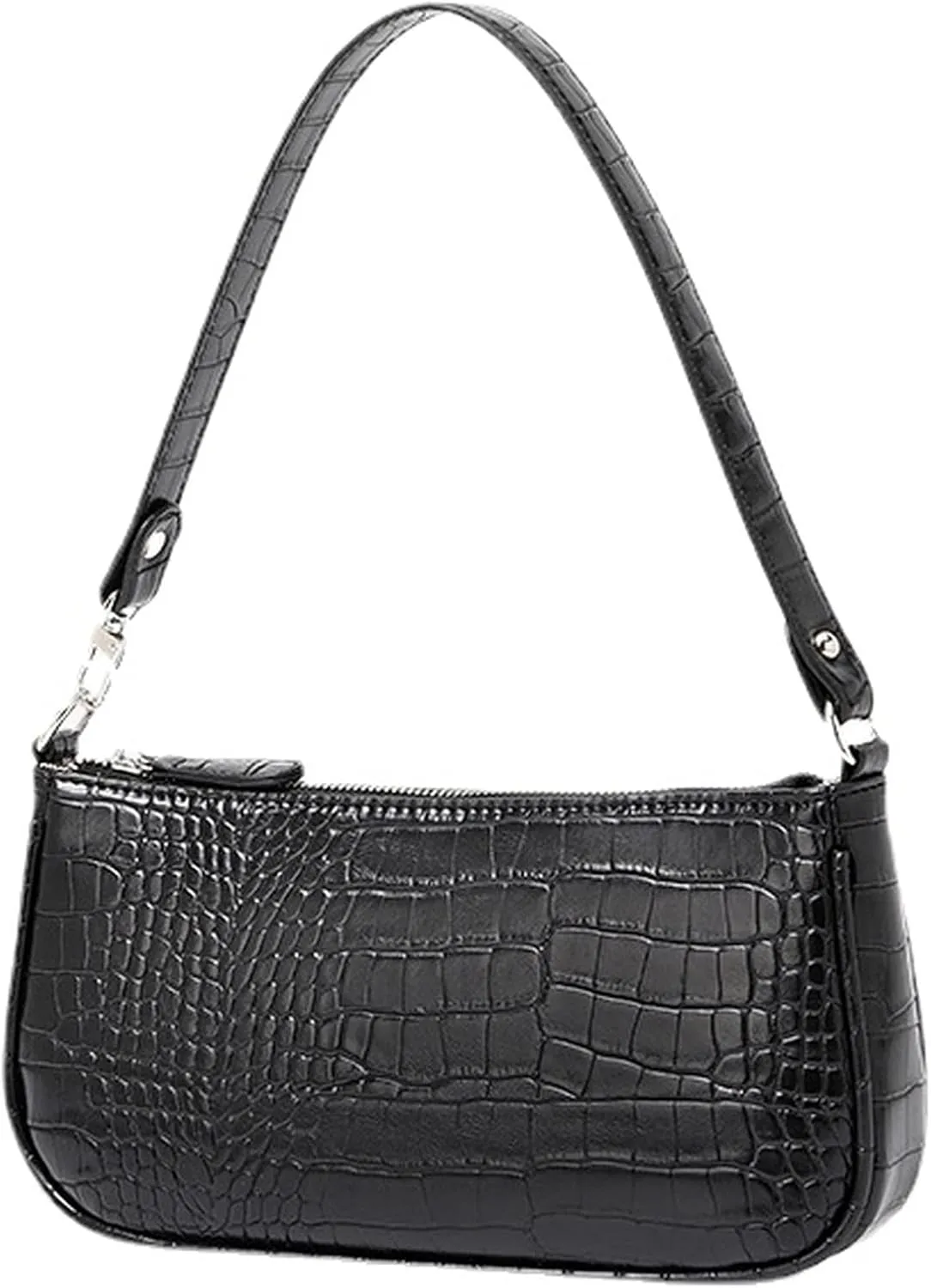 Retro Classic Crocodile Pattern Clutch Shoulder Tote HandBag with Zipper Closure Small Purse for Women