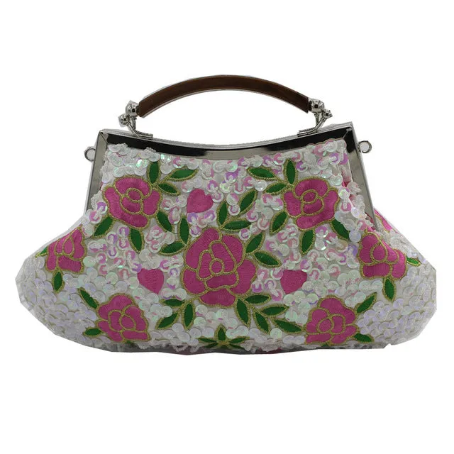 Retro Flowers Glassbeads Embroidered Bags