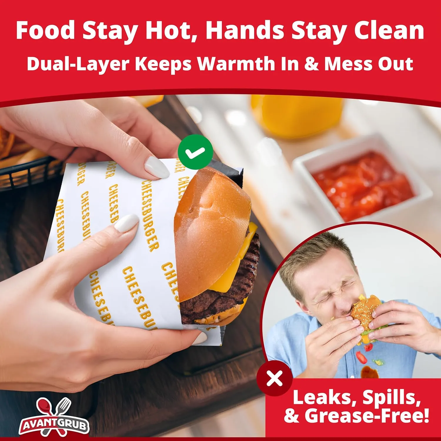 Retro, Grease-Proof Food Wrapper 30 Combo Pack. 10 Each Hamburger, Cheeseburger and Hot Dog Sturdy Bags. Heat Proof, Restaurant Grade, Allergen Friendly BBQ Foil Paper Supply for Themed Party Event