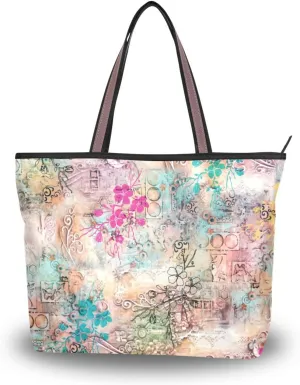 Retro Print Pattern Fashion Shoulder Bags Tote Bags Handbags For Women, L