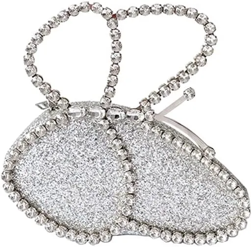 Rhinestone Evening Bag for Women Chic Butterfly Clutch Hobo Handbag Shiny Purse Sparkly Faux Diamond Top Handle Bag