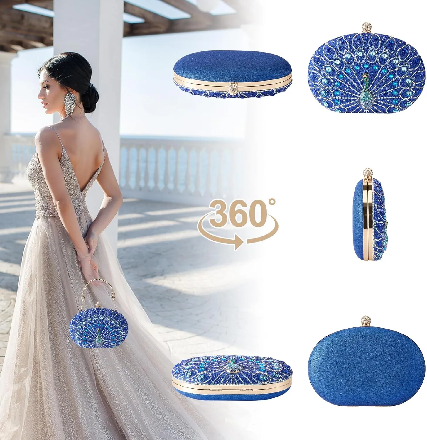 Rhinestone Evening Clutch Purses for Women Evening Weddings,Party Purses Crystal Diamond Glitter Sparkly Handbag