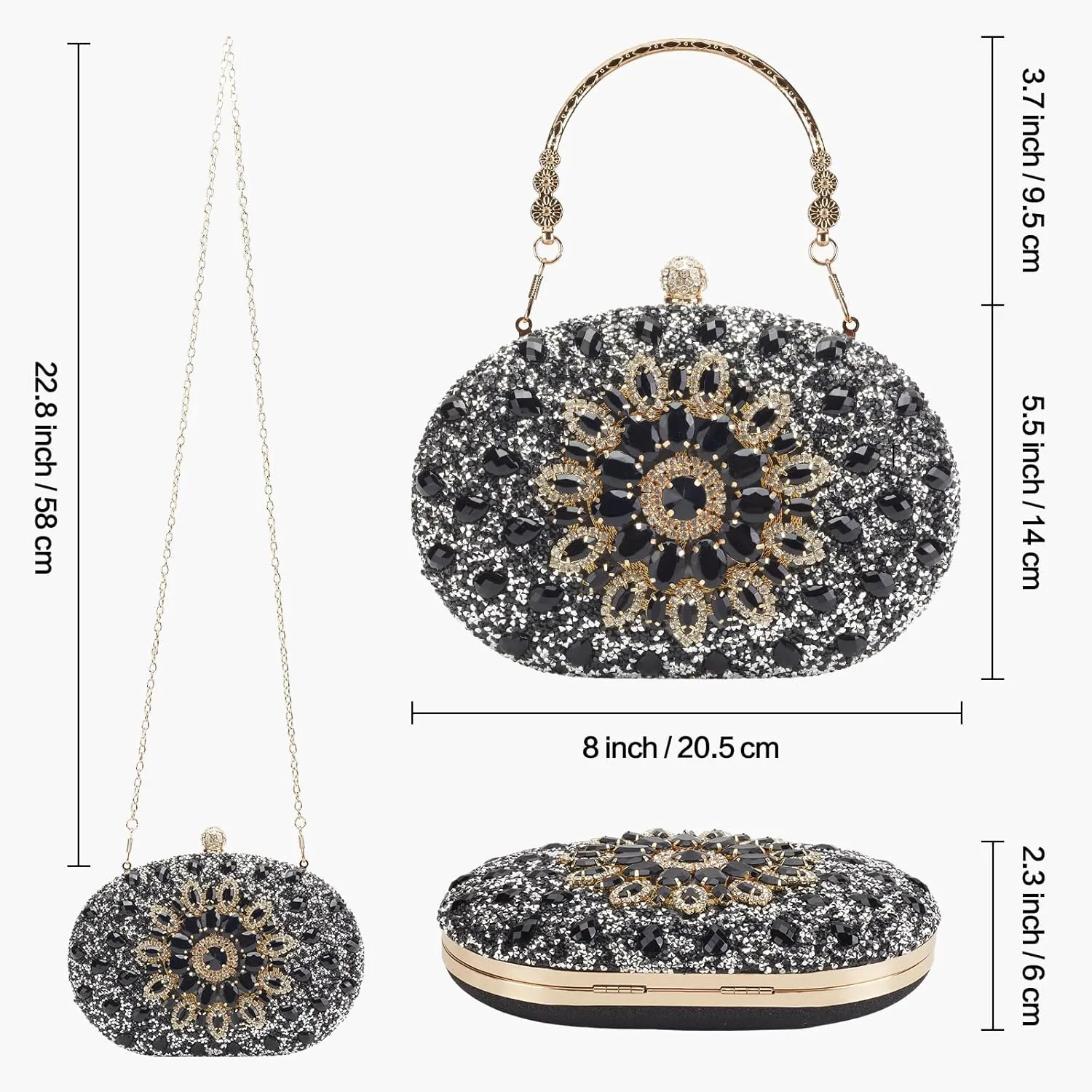 Rhinestone Evening Clutch Purses for Women Evening Weddings,Party Purses Crystal Diamond Glitter Sparkly Handbag