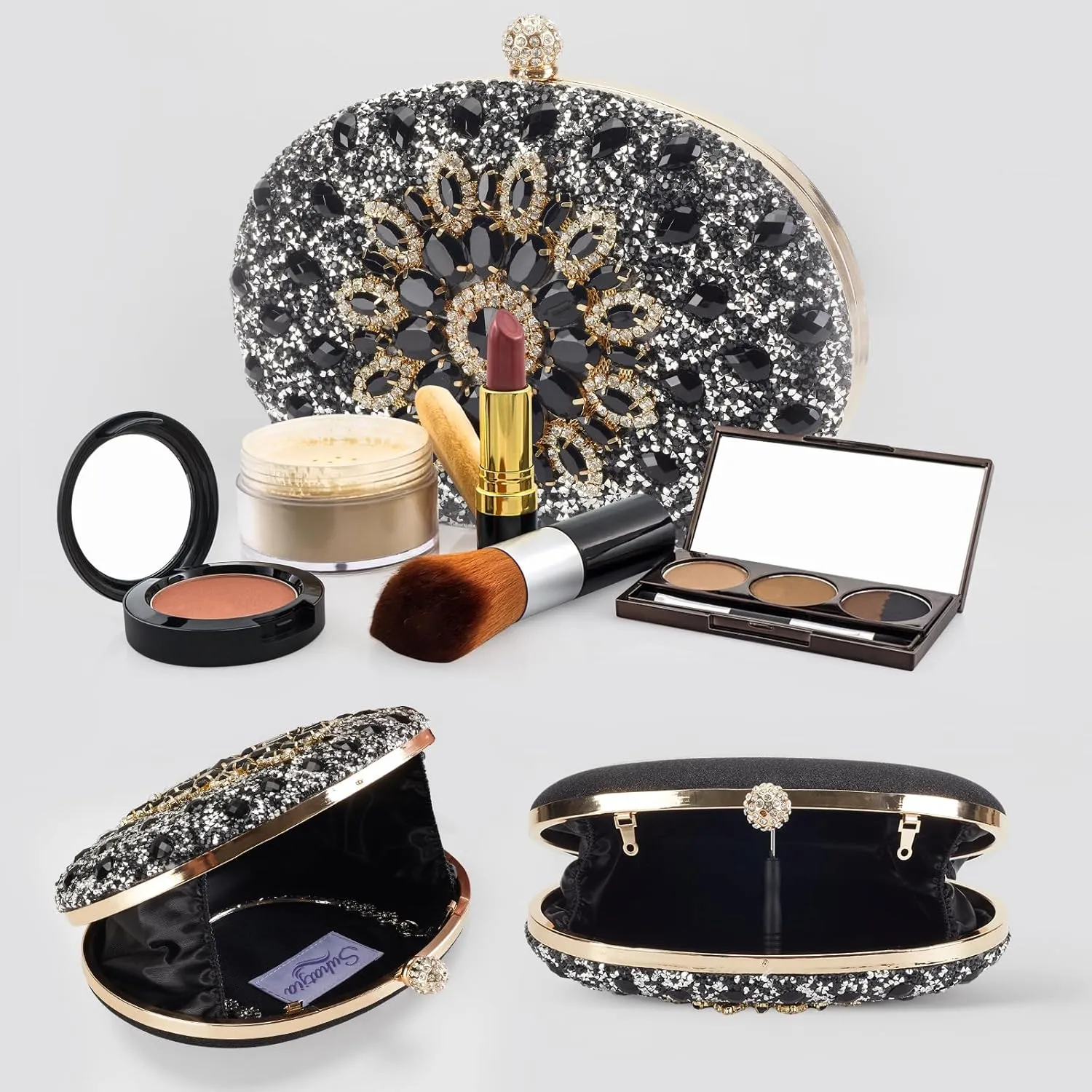 Rhinestone Evening Clutch Purses for Women Evening Weddings,Party Purses Crystal Diamond Glitter Sparkly Handbag