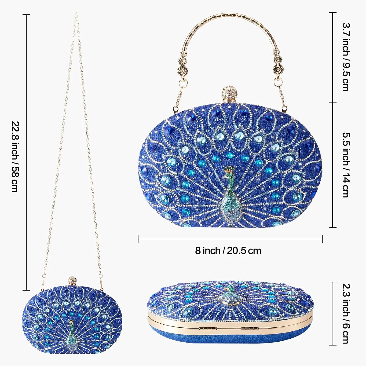Rhinestone Evening Clutch Purses for Women Evening Weddings,Party Purses Crystal Diamond Glitter Sparkly Handbag