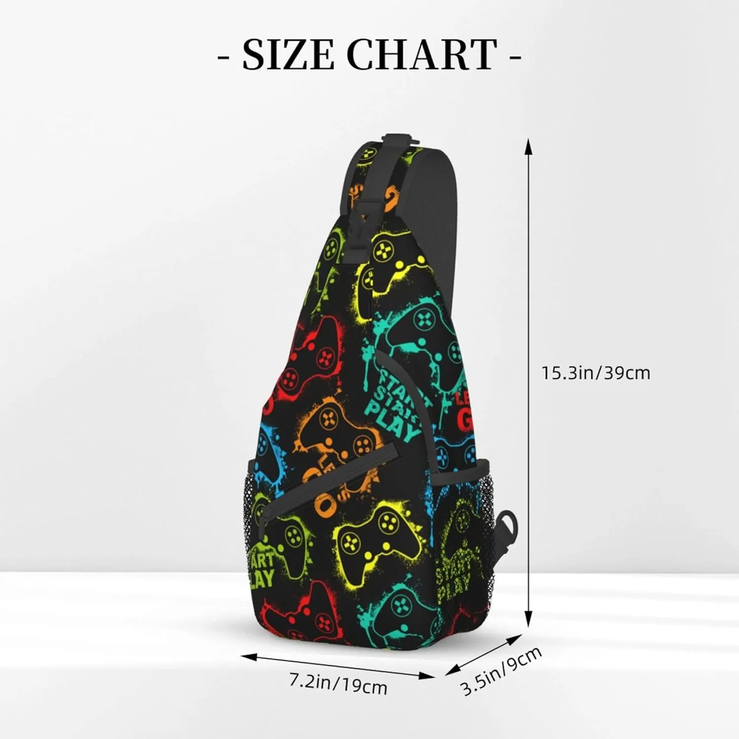 RIMENCH Large Capacity Crossbody Sling Backpack Sling Bag for Women Men Multipurpose Travel Essentials Cross Body Bag (Video Game Weapon cool pattern)