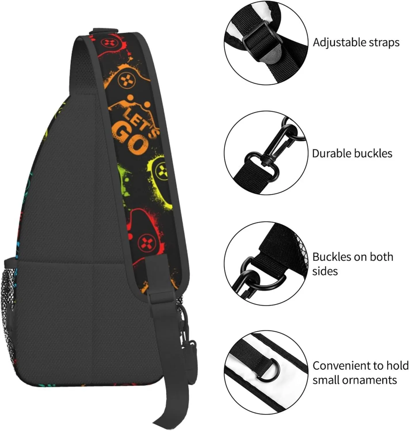 RIMENCH Large Capacity Crossbody Sling Backpack Sling Bag for Women Men Multipurpose Travel Essentials Cross Body Bag (Video Game Weapon cool pattern)