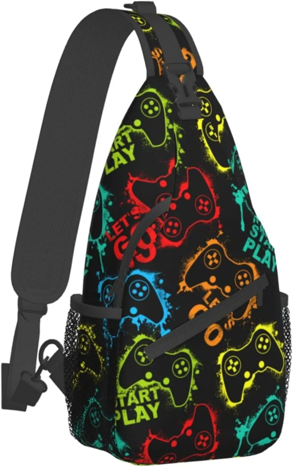 RIMENCH Large Capacity Crossbody Sling Backpack Sling Bag for Women Men Multipurpose Travel Essentials Cross Body Bag (Video Game Weapon cool pattern)