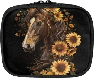 Rnyleeg Sunflower Horse Print First Aid Bag for Adult Kids-Empty First Aid Kit Bag Portable Travel First Aid Kit Bag Animal Pattern