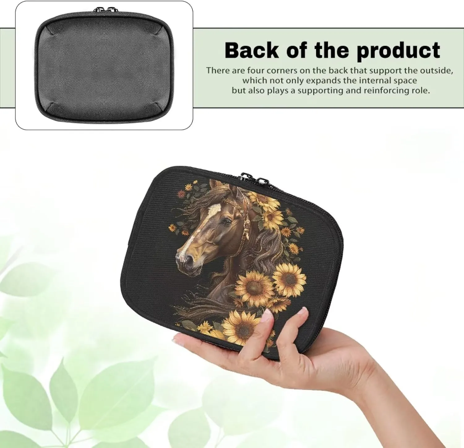 Rnyleeg Sunflower Horse Print First Aid Bag for Adult Kids-Empty First Aid Kit Bag Portable Travel First Aid Kit Bag Animal Pattern