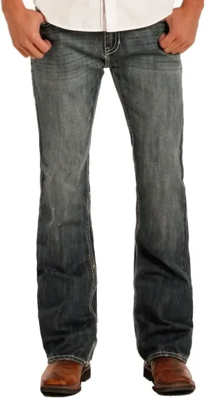 Rock & Roll Denim Men's and Pistol Med Slim Bootcut Jeans Blue 34W x 32L
