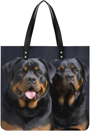 Rottweiler Wallpaper Leather Handbags Crossbody Bags for Women Trendy Vegan Purses Shoulder Handbags with Wide Shoulder Strap And Zipper