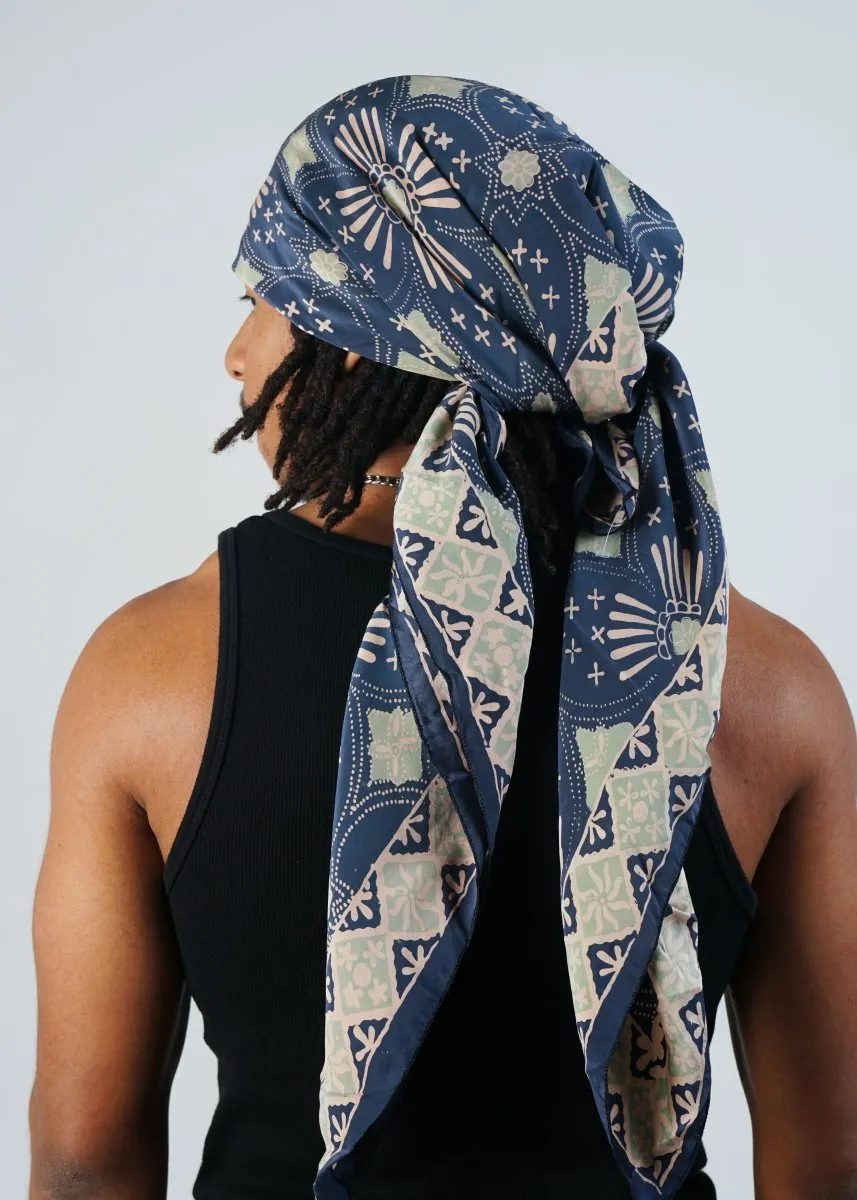 ROYAL BLUE & JADE REFINED SILK SQUARE