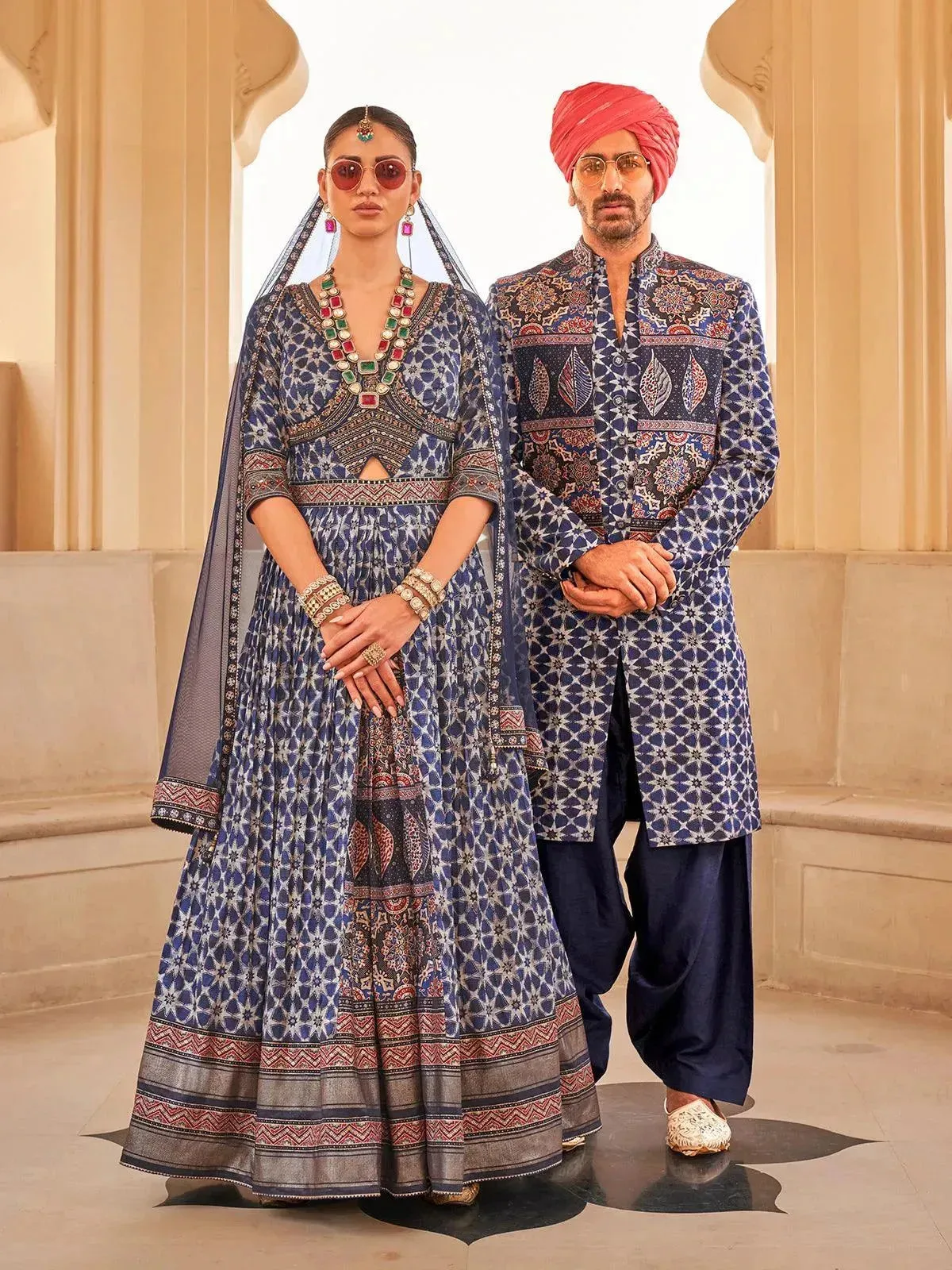 Royal Blue Patola Silk Anarkali Gown choli Suit With Net Dupatta for weeding & Party Reception