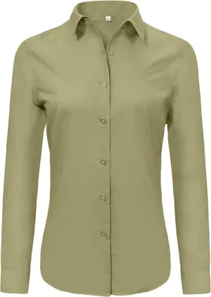 Ruisin Super Soft Wrinkle Free Button Down Shirts for Women Solid Long Sleeve Striped Formal Work Dress Blouses Tops