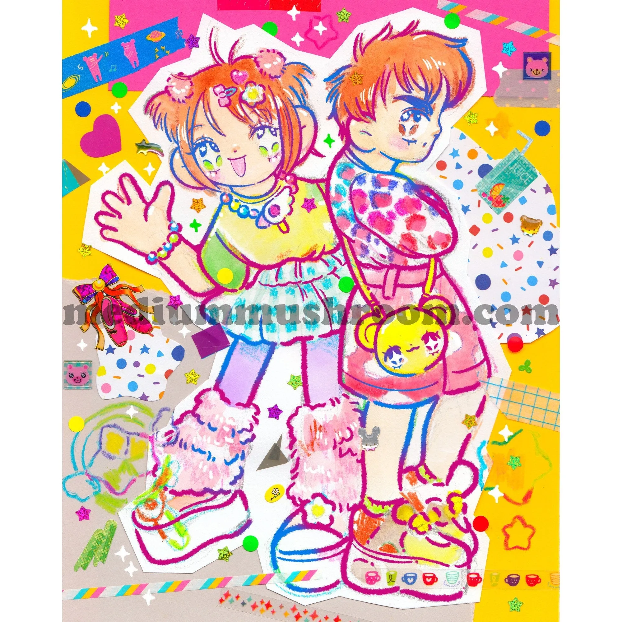 sakura & syaoran decora postcard print